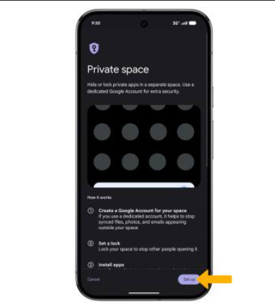 स्टेप 1: Private Space को ढूंढें और शुरू करें (Identify & Initiate)