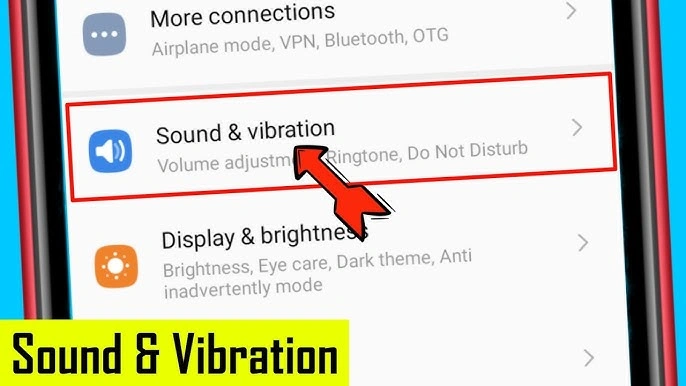 "Sound & Vibration" या "Sound" ऑप्शन ढूंढें।